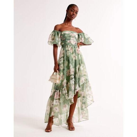 Abercrombie & Fitch Dresses & Skirts - Abercrombie & Fitch Emerson Off-The-Shoulder Drama Organza Maxi Dress Size MT